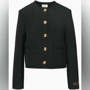 Babaton Aritzia Elysian button-up jacket Black Gold Button Sz Large